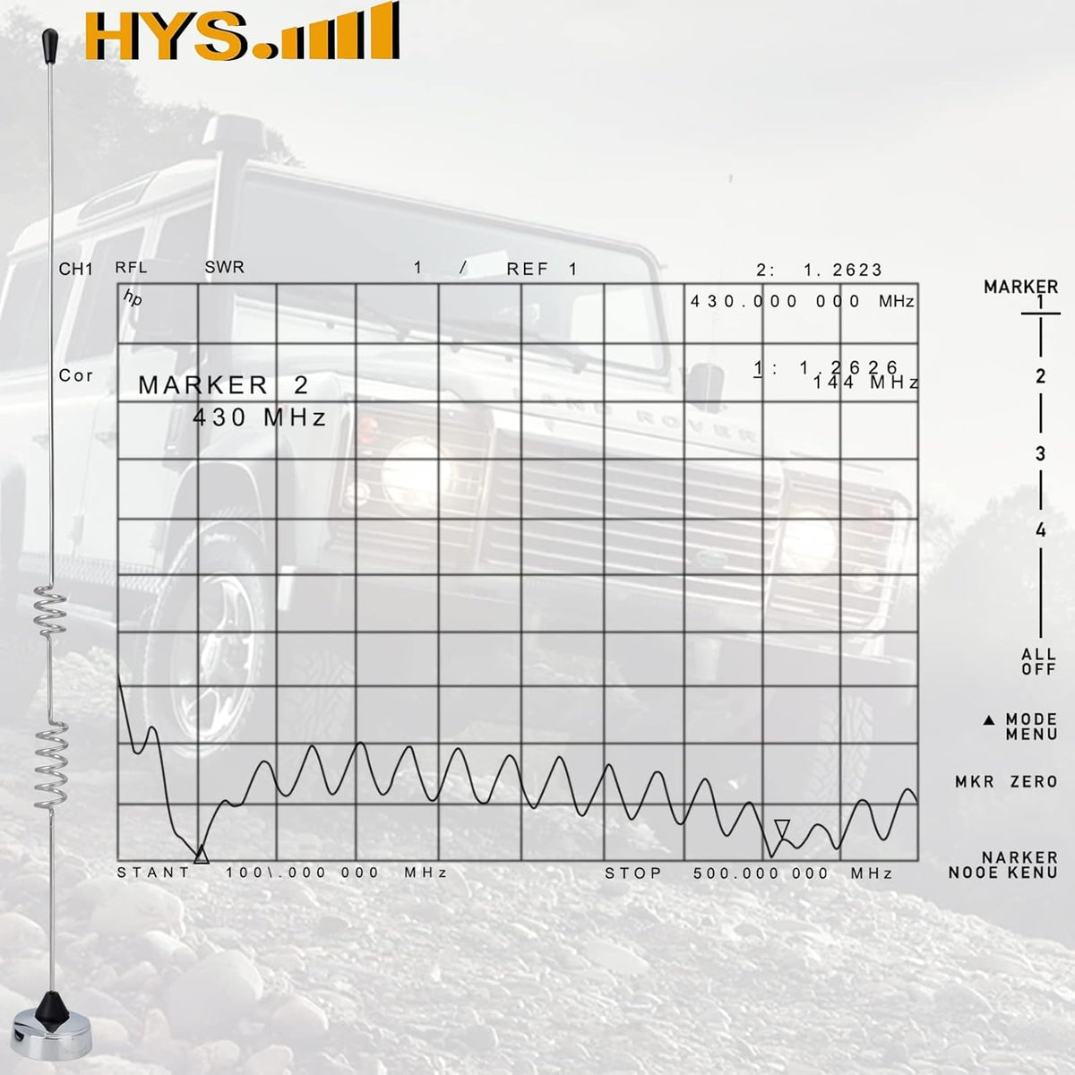 Dual-Band NMO Antenna VHF 144Mhz UHF 430MHz with Coax Cable S361180