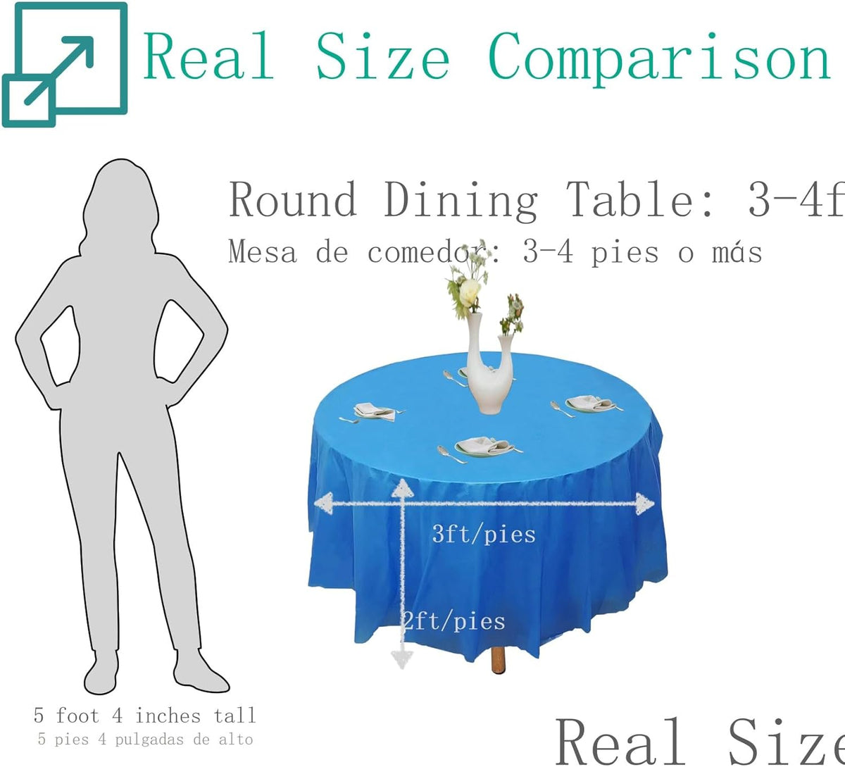 12pk Plastic Round Table Cover, 84'' Diameter, Royal Blue T740