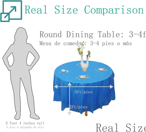 12pk Plastic Round Table Cover, 84'' Diameter, Royal Blue T740