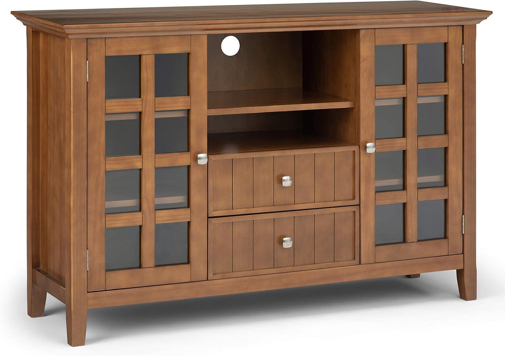 Black Solid Wood TV Media Stand with Storage Shelves and Cabinets N300565