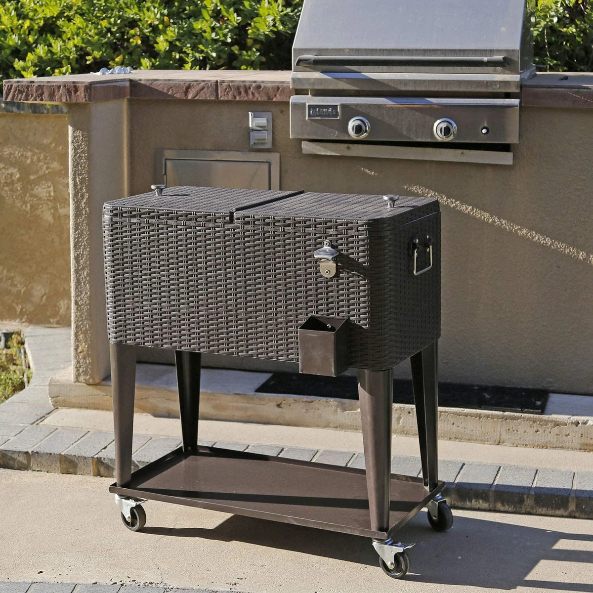 80 Quart Rolling Cooler Ice Chest Cart with Wheels C12153