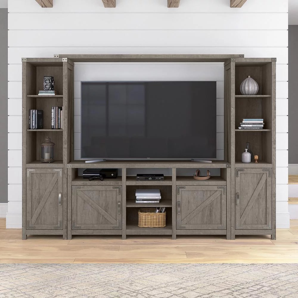 Restored Gray Entertainment Center with Shelves N752