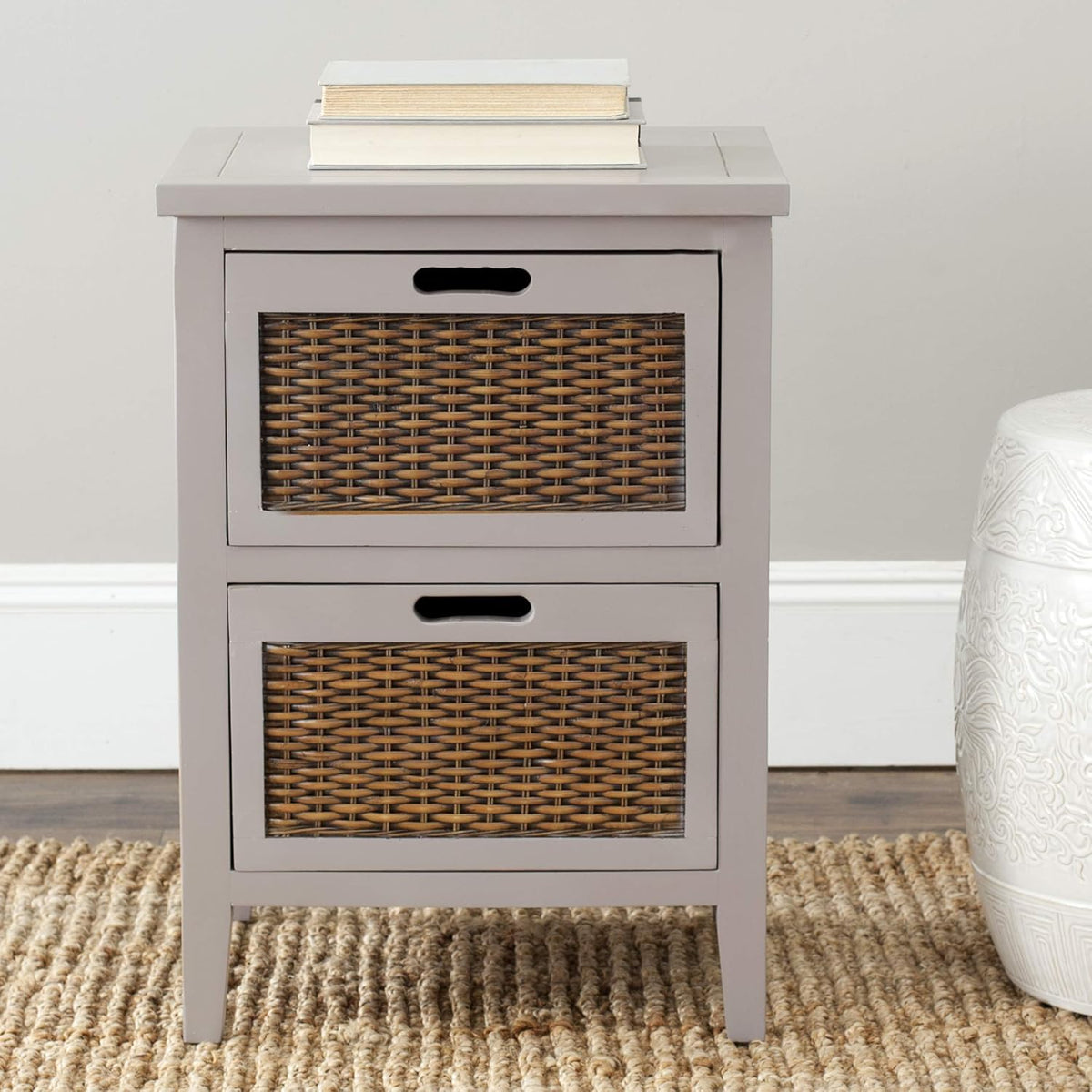 Dark Teak 2-Drawer End Table N25108