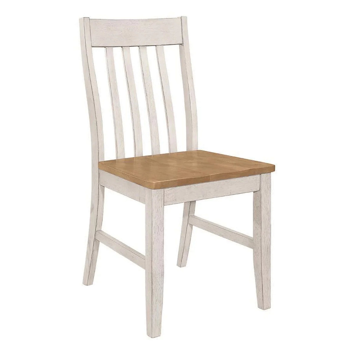 18 Inch Set of 2 Slatted Back Antique White Wood Dining Chair W718