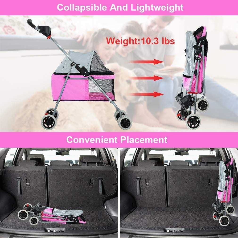4 Wheels Folding Waterproof Pet Stroller with Cup Holder D1774