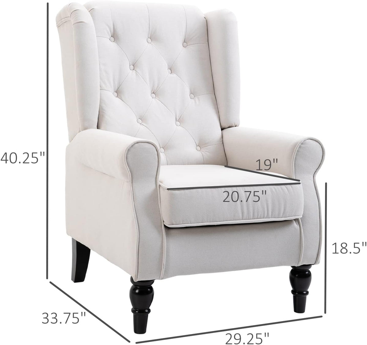 Cream White Button-Tufted Accent Chair Set of 2 J190