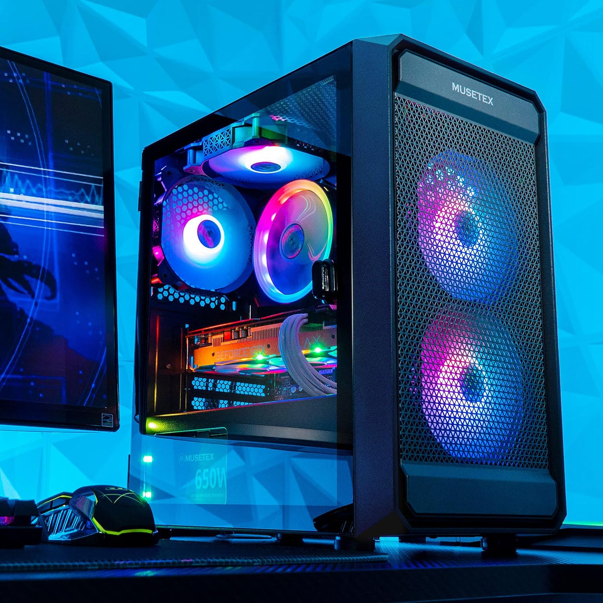 Matx PC Case with 2pcs ARGB Fans Mesh Airflow A518516