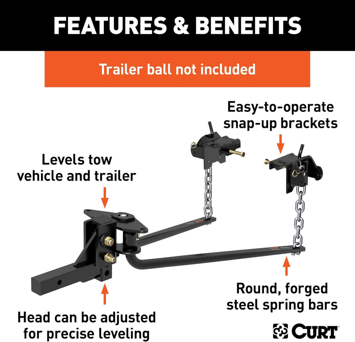 Round Bar Weight Distribution Hitch with 2-Inch Shank Q706