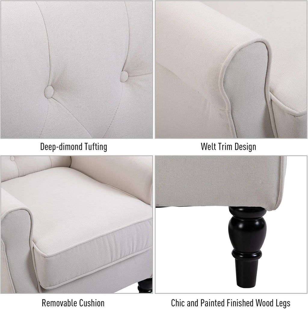 Cream White Button-Tufted Accent Chair Set of 2 J190