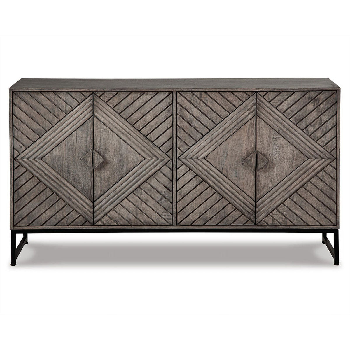 Distressed Gray Wood Accent Cabinet H468