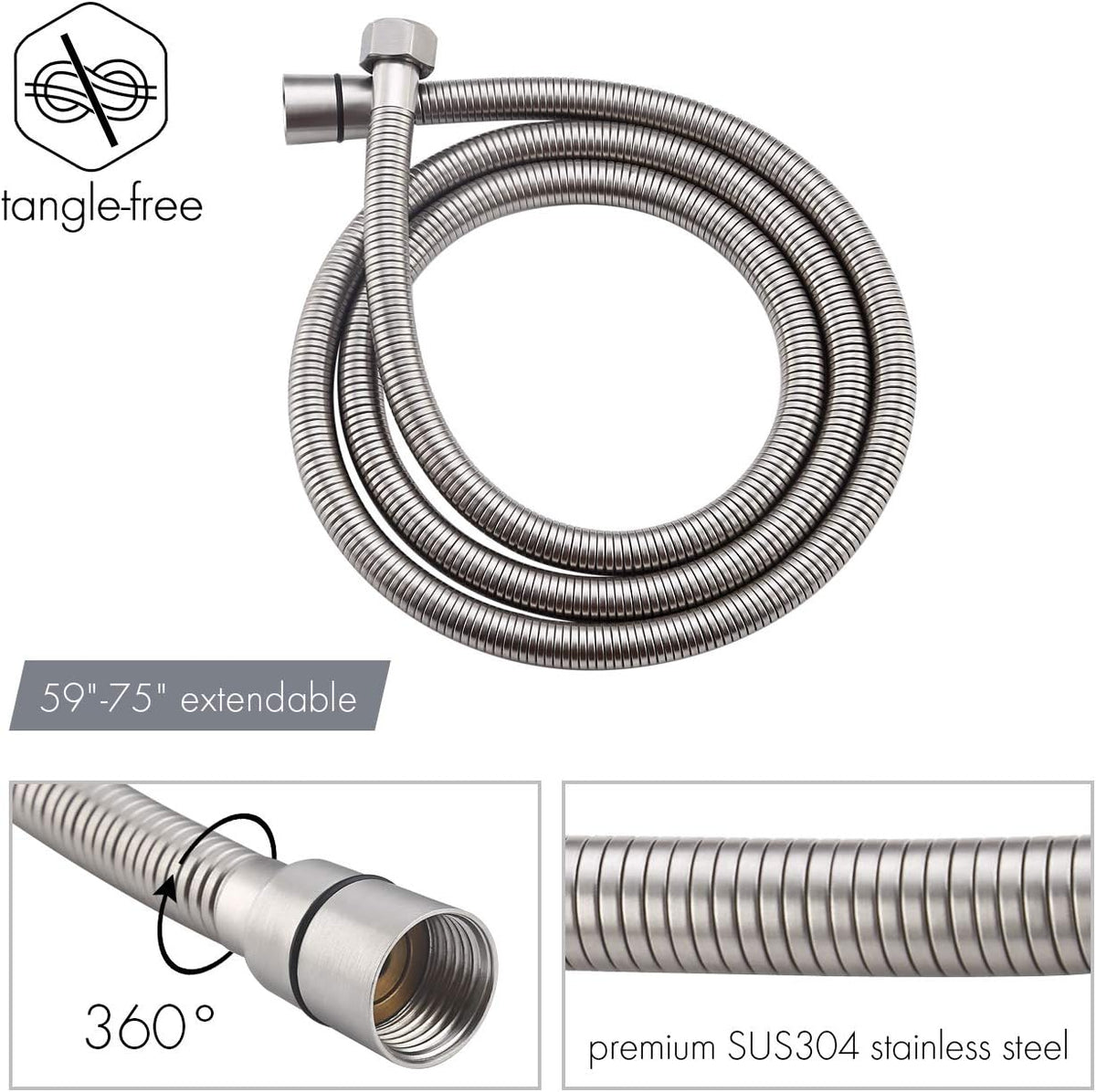 Slide Bar with Handheld Shower Head Hand Shower Hose Holder Adjustable 5-Function Massaging Sprayer Brushed Finish, Pack of 2 Z619