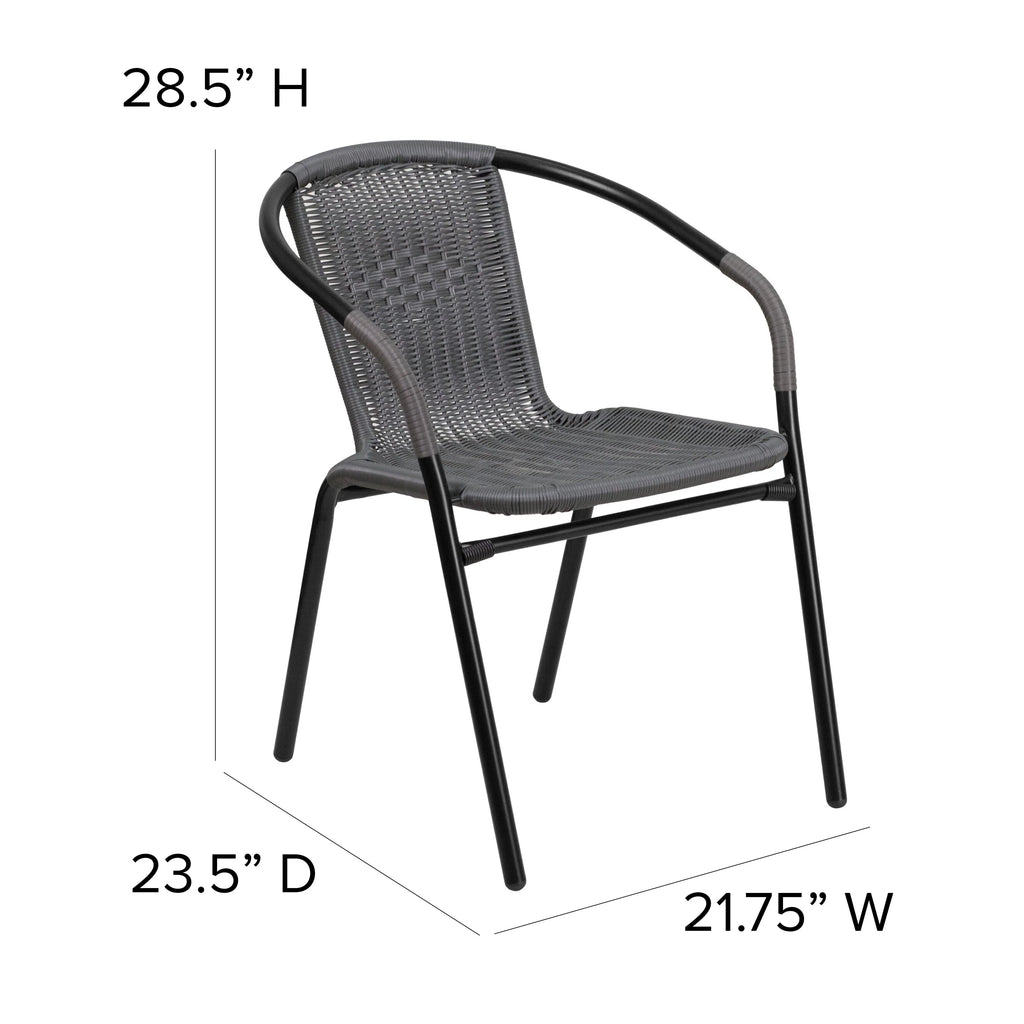 2 Pack Gray Rattan Stack Chair O75145