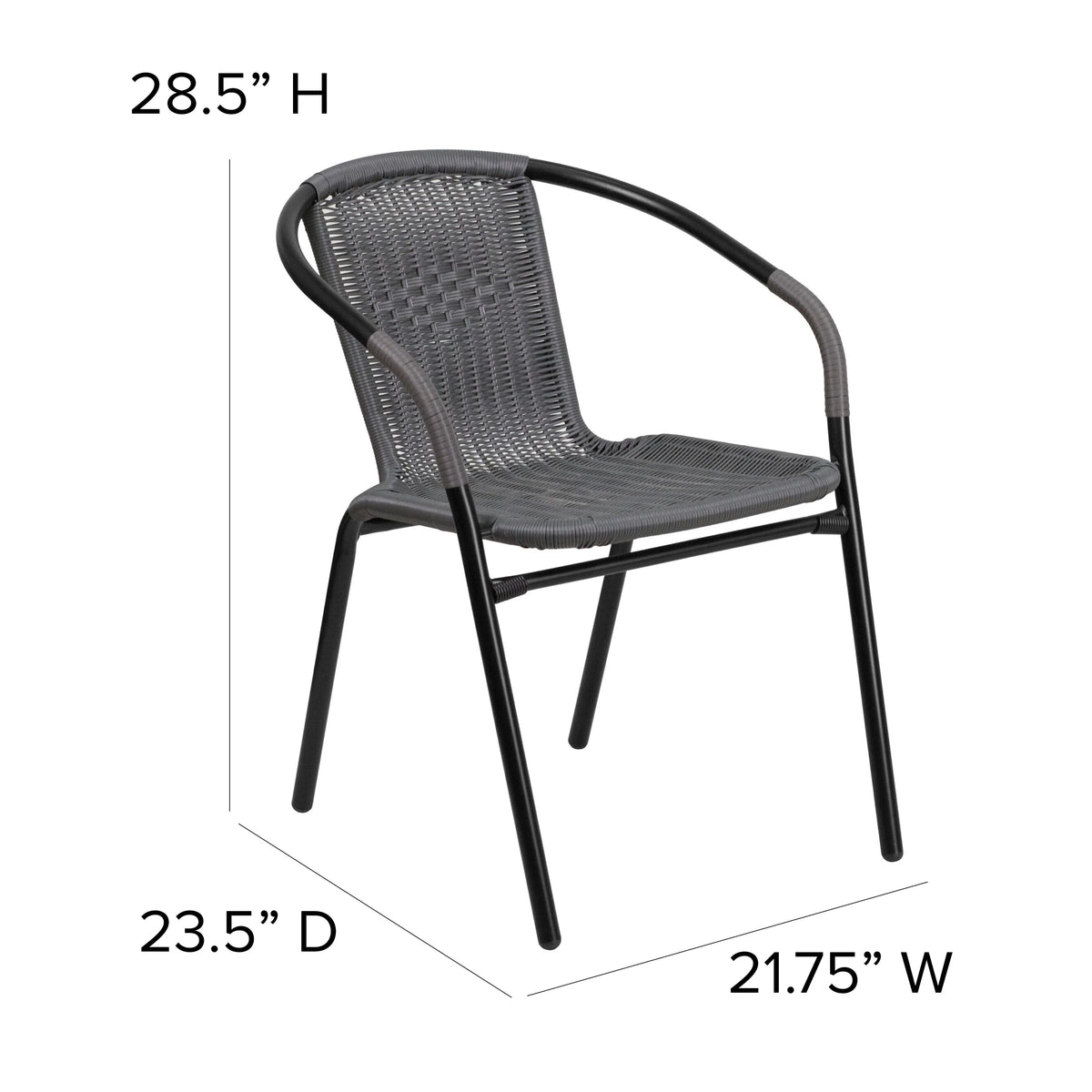 2 Pack Gray Rattan Stack Chair O75145