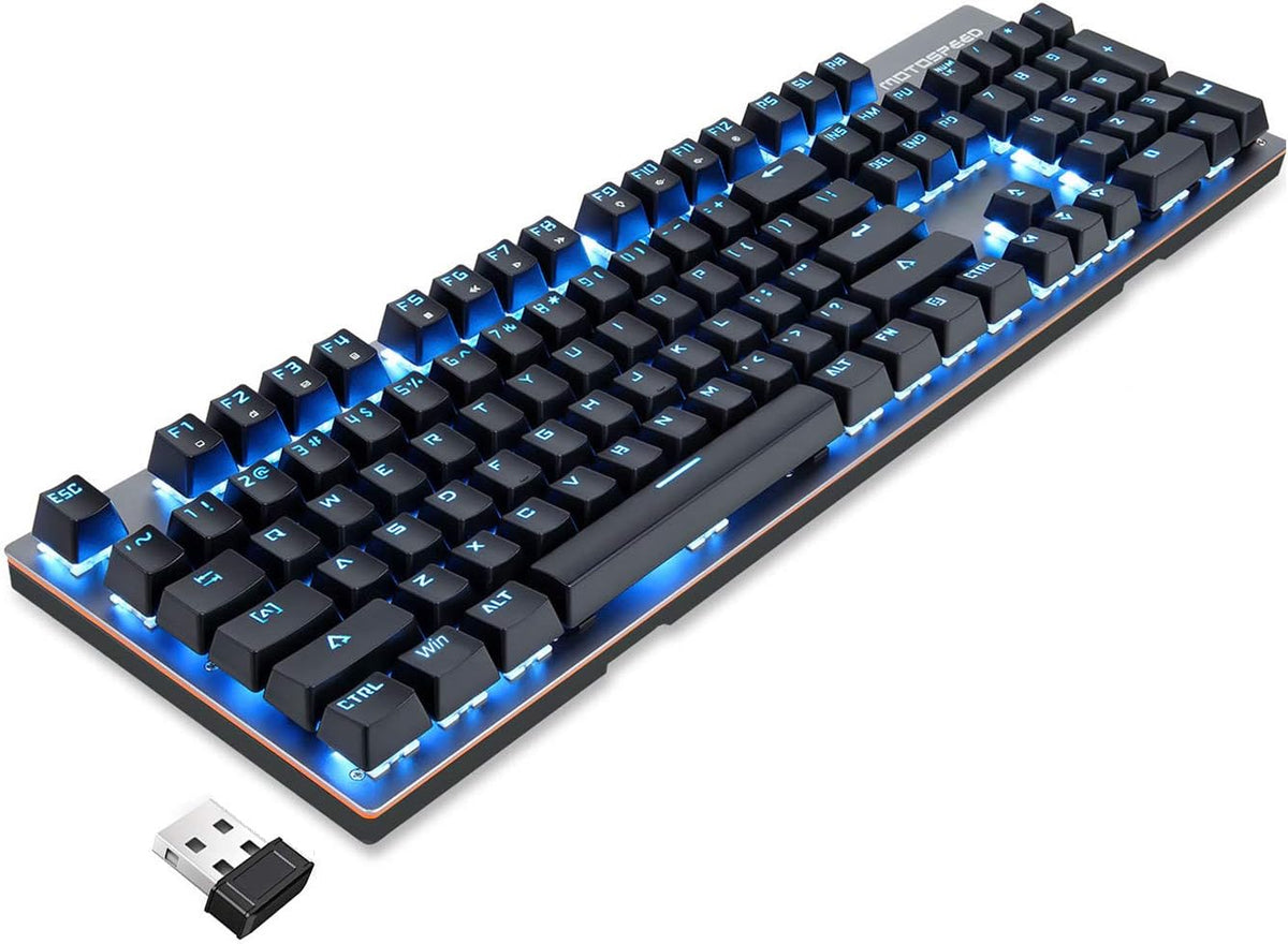 2.4GHz Wireless/USB Wired Mechanical Keyboard 104Keys Blue Switches N67830