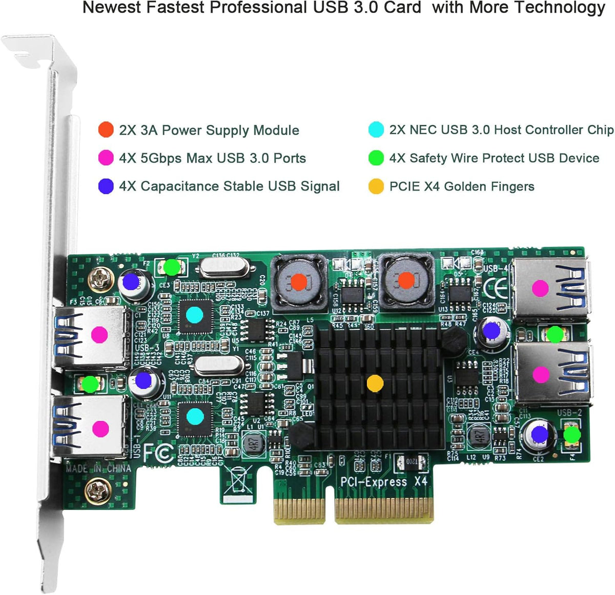 4 Port PCIe USB 3.0 Card Adapter, Pack of 2 P5745