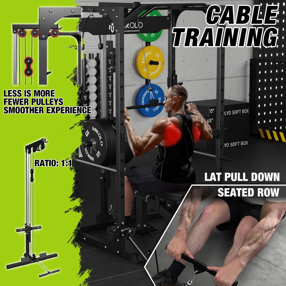 1200LBS Capacity Power Rack with LAT Pulldown System P7604