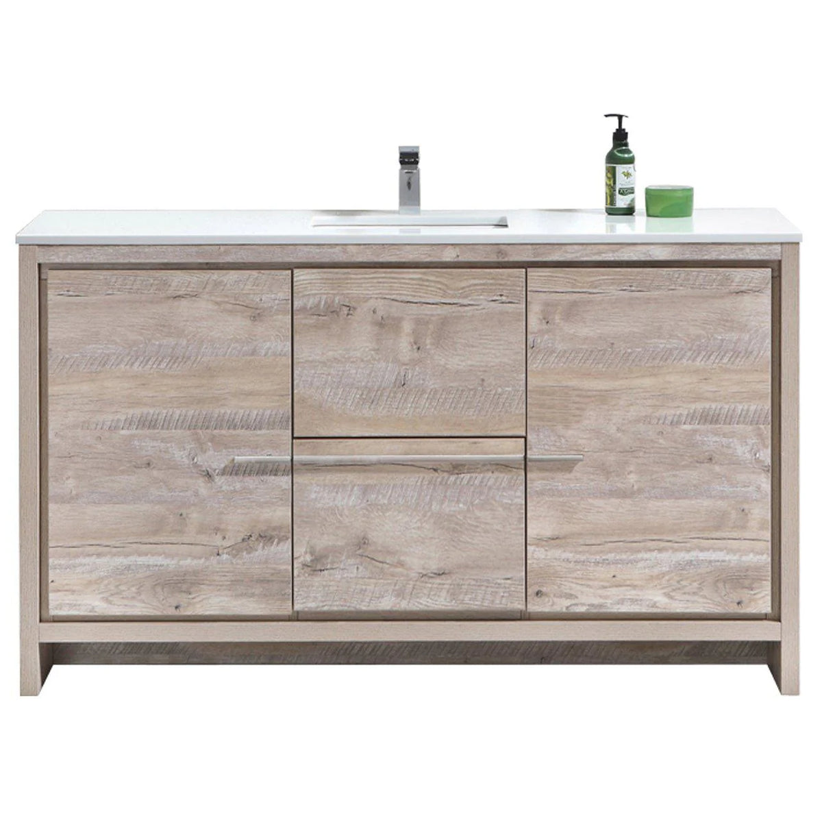 60 in. Modern Bathroom Vanity with White Quartz Counter Top J7406