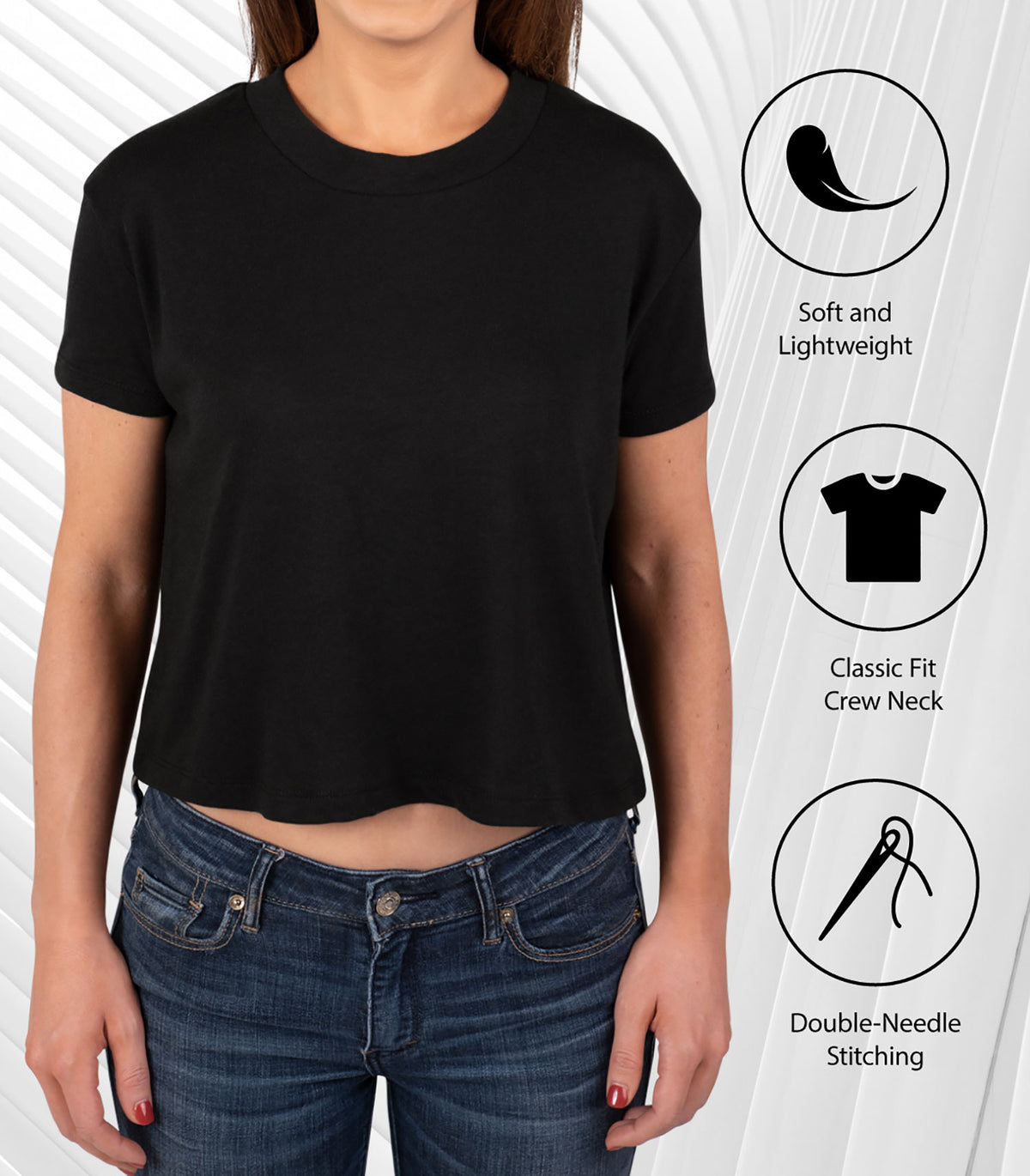 Juniors Cropped Cotton Blend T-Shirt X2723