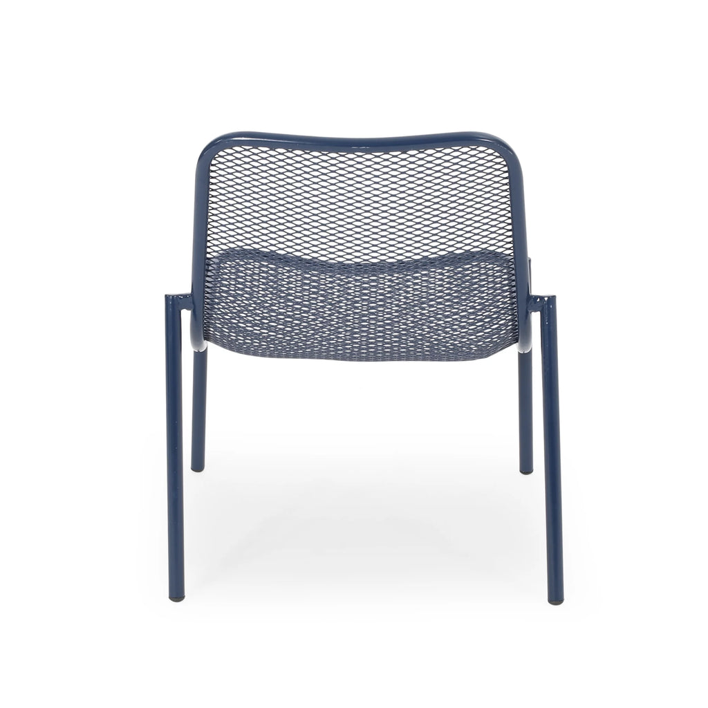 Matte Navy Blue Outdoor Dining Chair Set of 2 I349