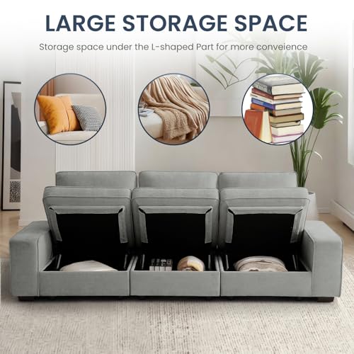 100" Chenille Fabric Modular Sofa with Seats Storage M633674