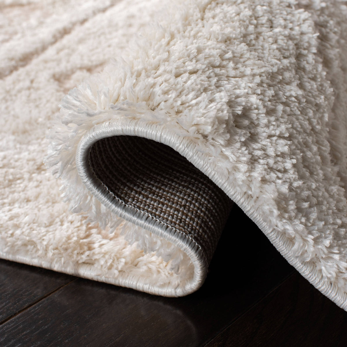 Ivory Grey Shag Round Rug C646