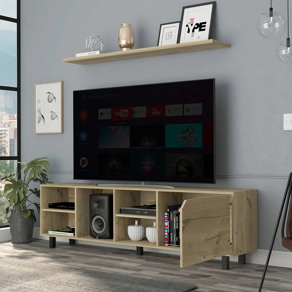 Light Oak TV Stand with Four Open Shelves T631