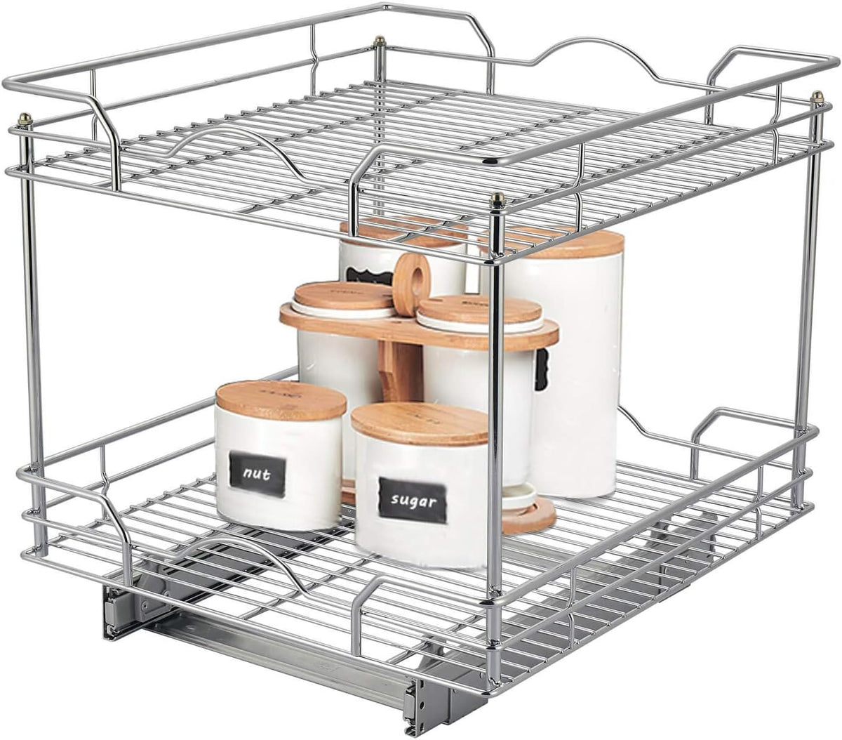2 Tier Chrome Slide Out Cabinet Organizer W4076