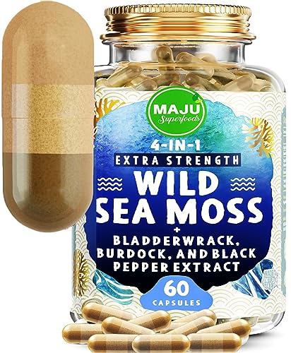 Organic Sea Moss Capsules with Bladderwrack and Burdock Root, 500 mg (60 ct) T49964