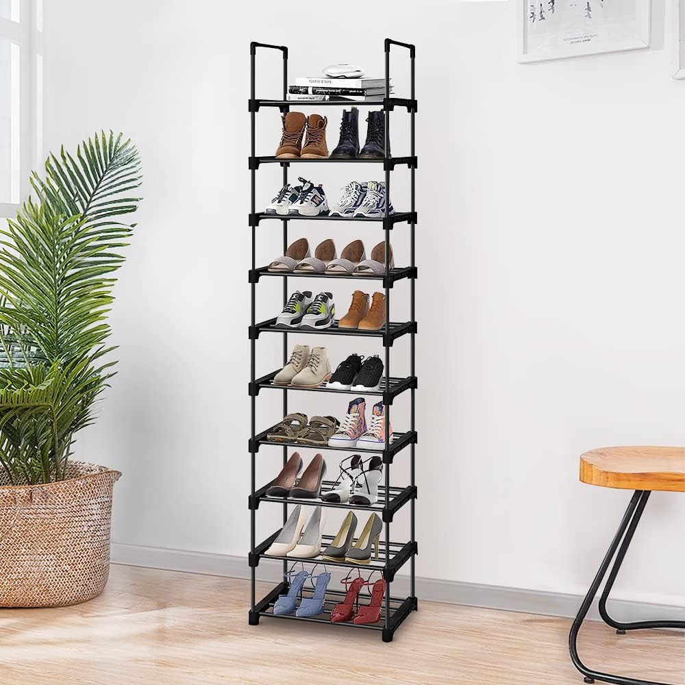 10 Tiers Tall Narrow Metal Shoe Rack Y86390