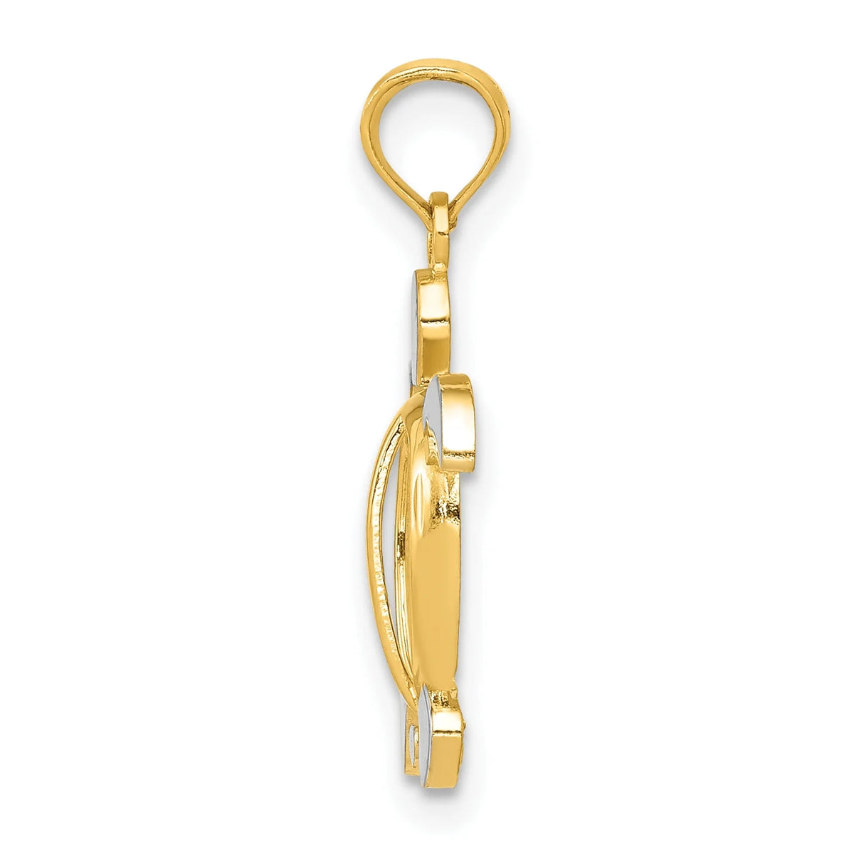 14K Two-Tone Gold Rhodium Plated Sea Turtle Pendant Necklace B496