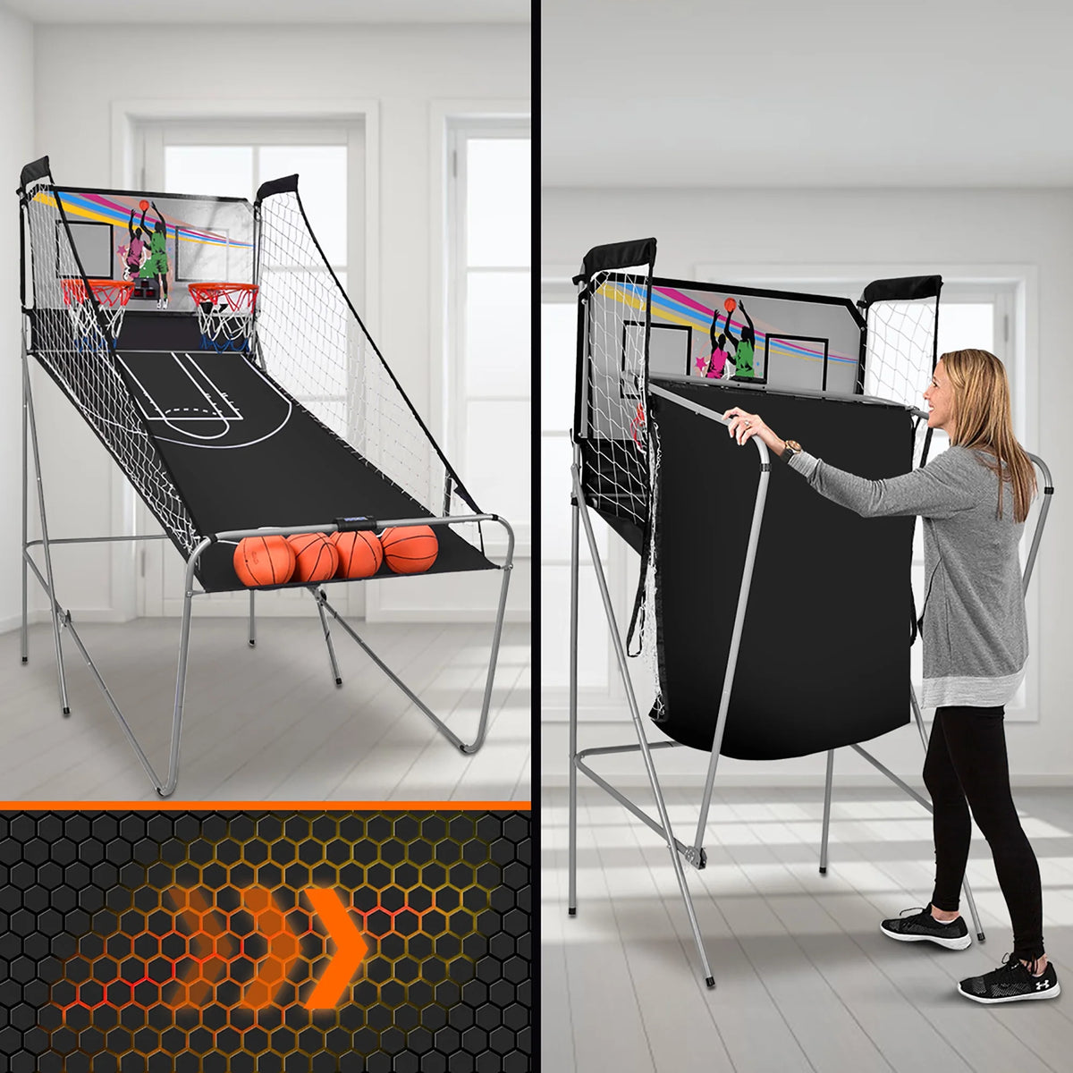 Indoor Basketball Arcade Game Double Electronic Hoops 2 Player with 4 Balls A301