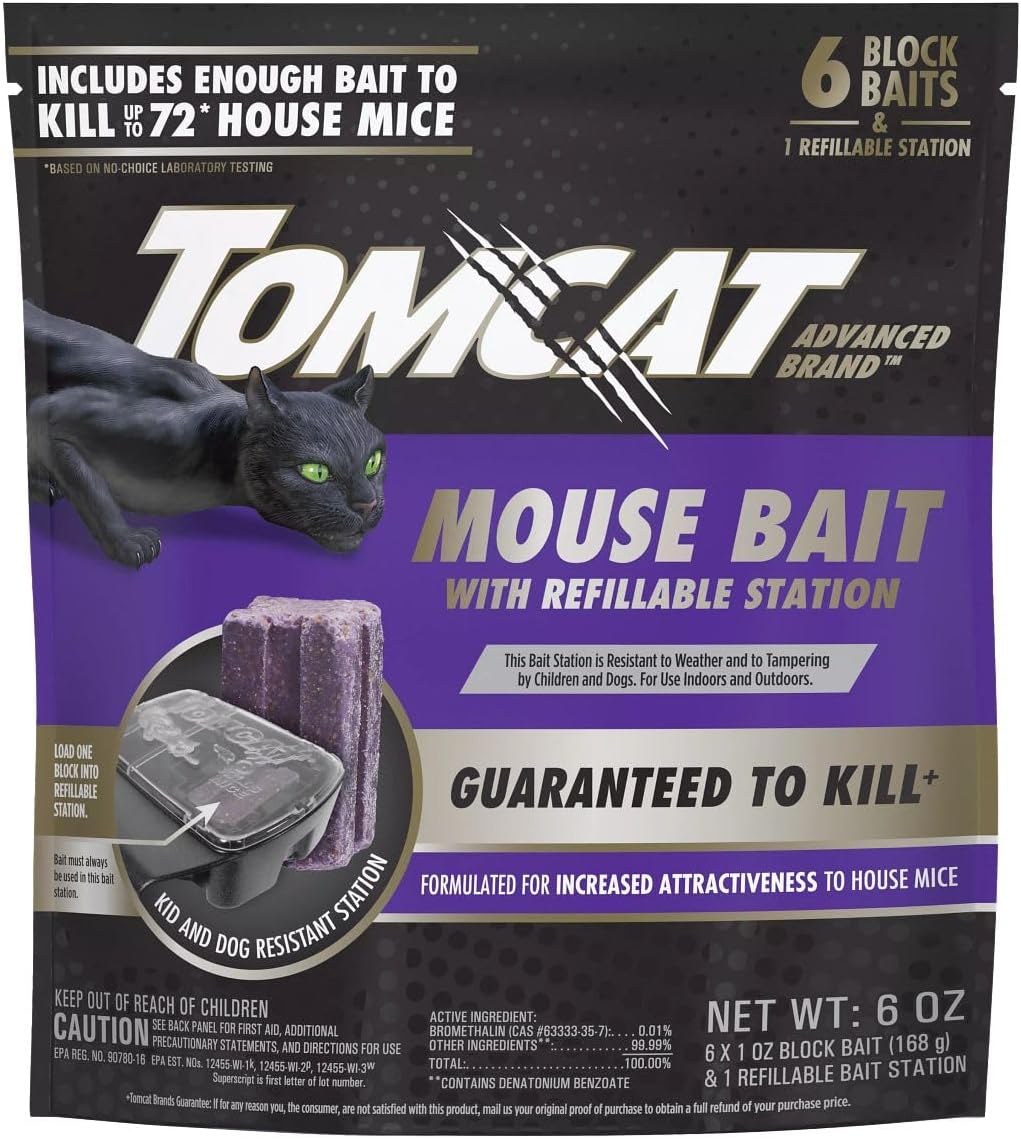 Mouse Bait with Refillable Station, 1 Station and 6 Poison Block Refills C5699