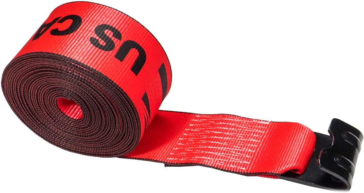 4 Inch x 30 Foot Red Winch Straps with Flat Hook 10 Pack S587
