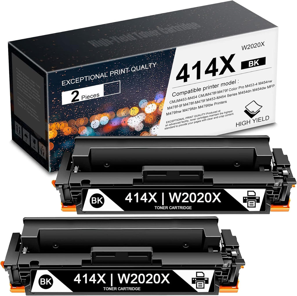 2-Pack Black High Yield 414X Toner Cartridge for HP Color Pro Printers T9377