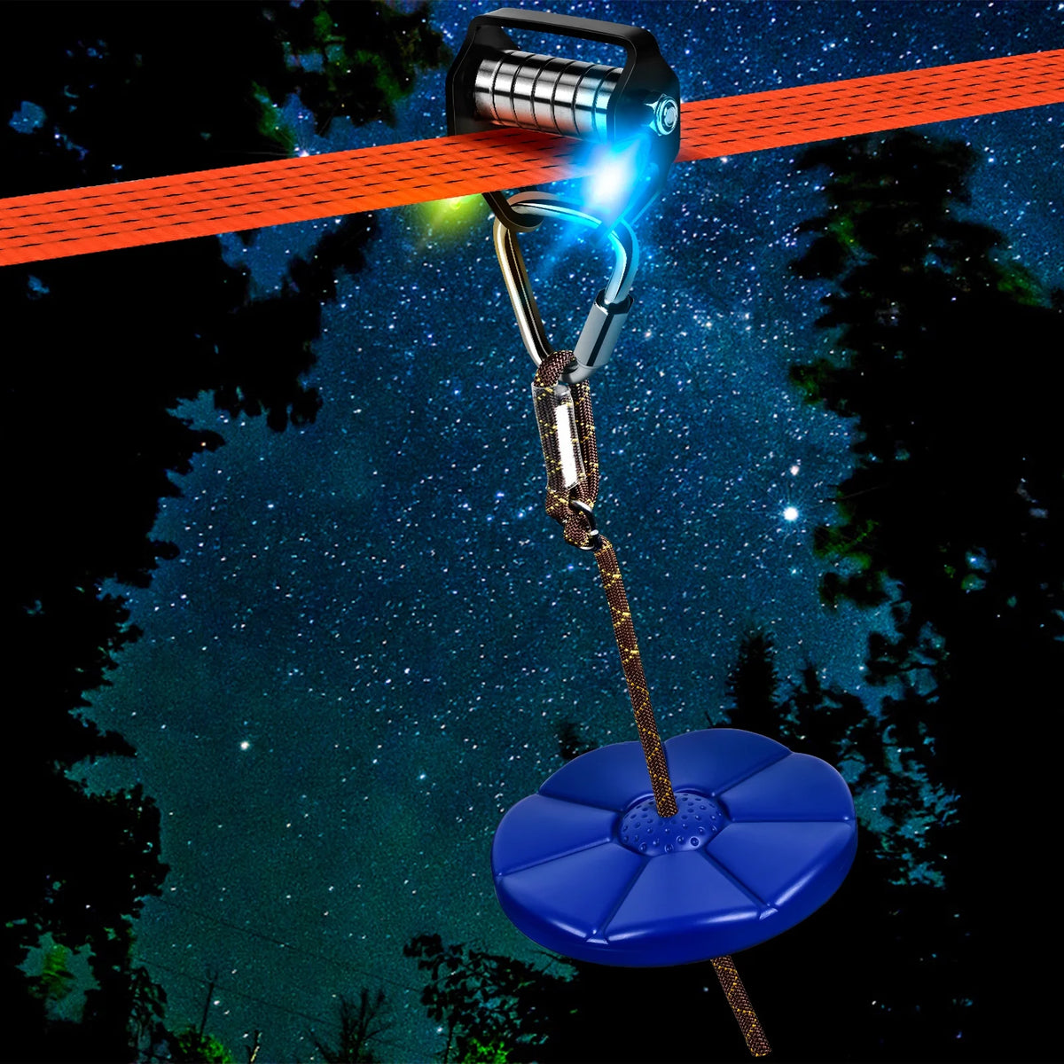 Zip Lines for Kids Outdoor Toys - Pulley Kits with 65 Ft Slackline, Maximum Load 330lb M546