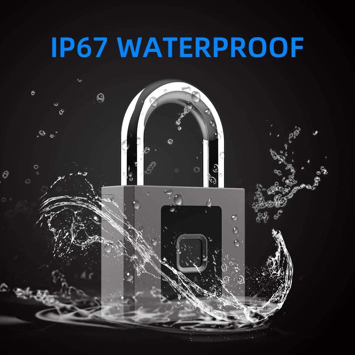 Fingerprint Padlock, Large Size Smart Lock, Bluetooth Padlock with Keyless Biometric, Waterproof for Warehouse, Gym, Cabinets, Office Pack of 2 D555