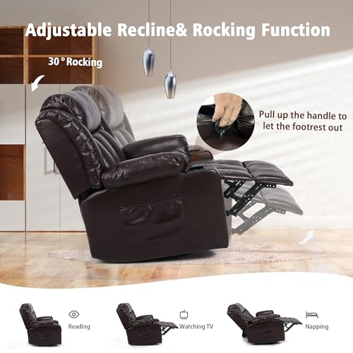 Overstuffed Manual Recliner Chair with Massage and Heat, Lime Gray B738