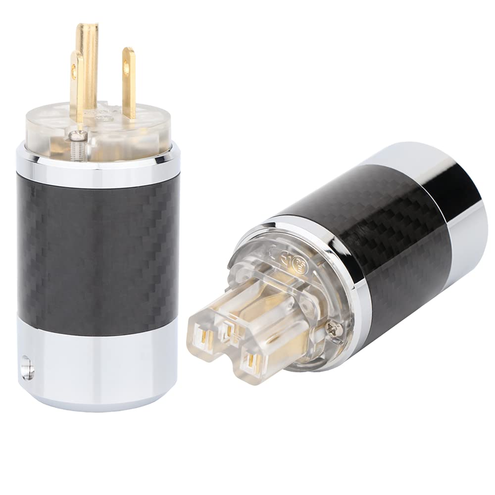Black Carbon Fiber Transparent Power Plug Connector 10A/250V 15A/125V IEC320 C13 Y5299
