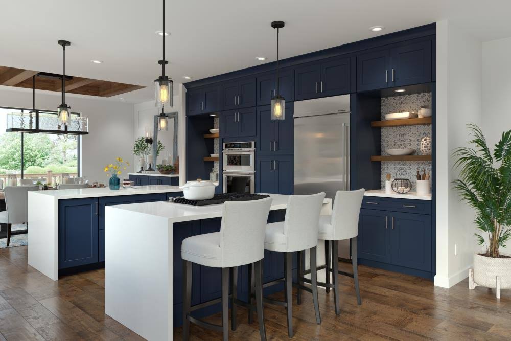 Navy Square Door Sink Base Cabinet T409