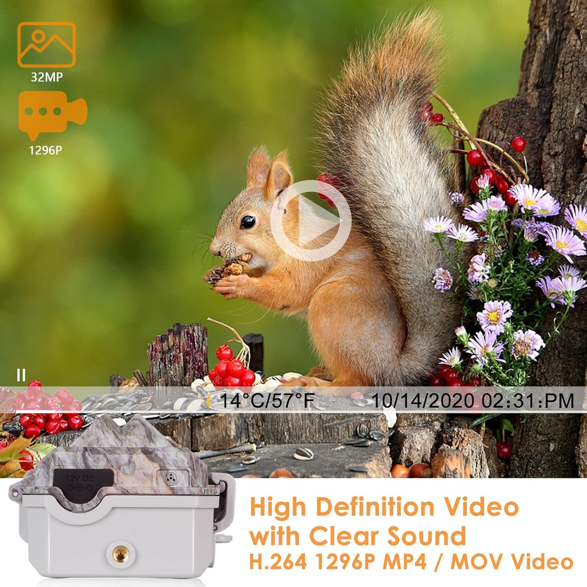 Bluetooth WiFi Deer & Trail Game Camera 32MP 1296P No Glow Night Vision Waterproof H235