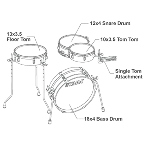 Hairline Black 4-piece Shell Pack with Snare Drum D198122