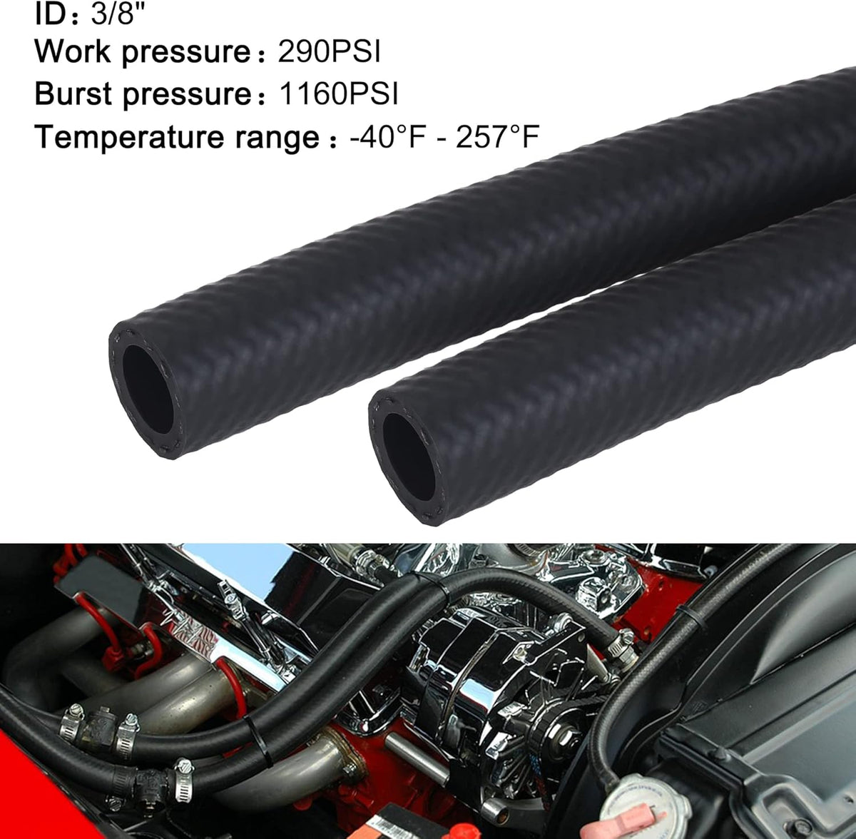 3/8 Fuel Hose Line NBR Rubber 25FT Pack of 2 U77268