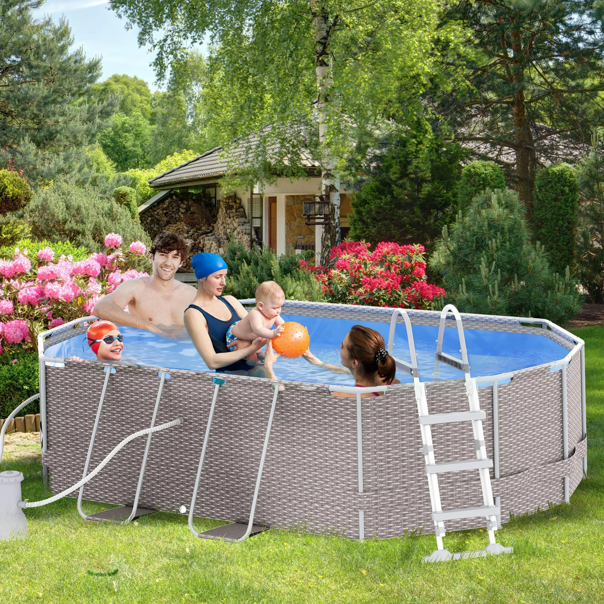 Brown Non-Inflatable Frame Swimming Pool Q912