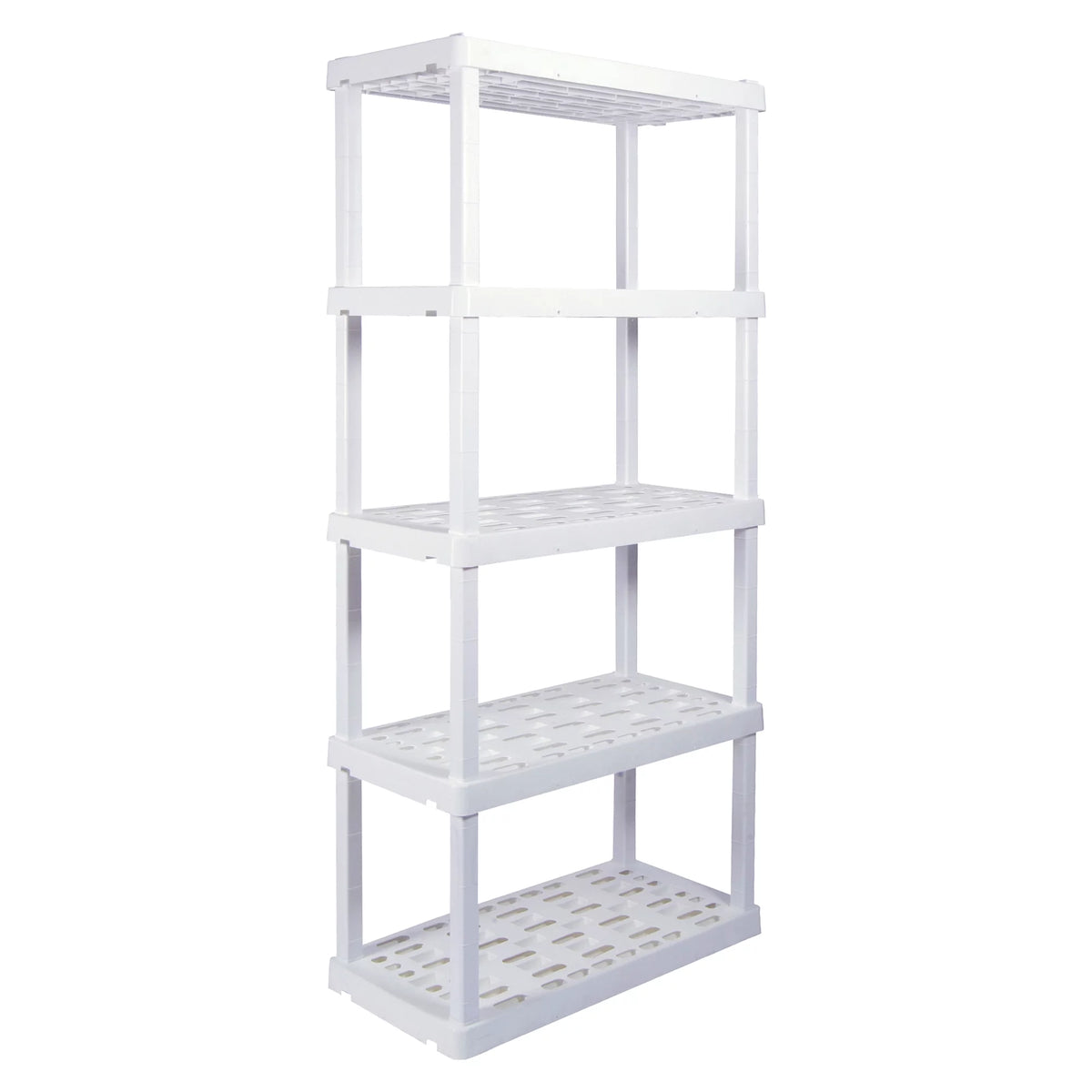 5 Shelf Plastic Shelving, 2 Pack, White, 750 lbs Capacity Q769