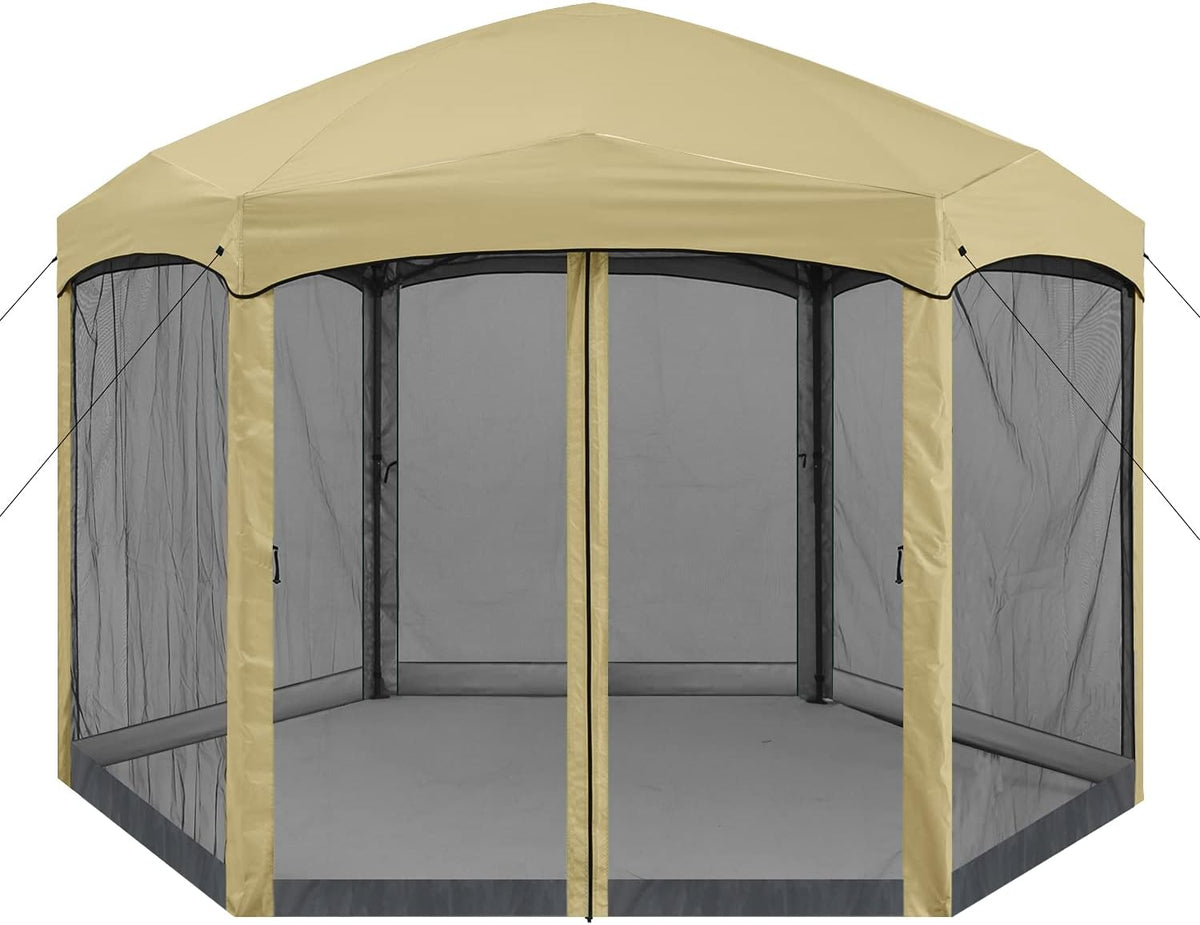 12x12 ft Hexagon Pop Up Gazebo with Netting C87002