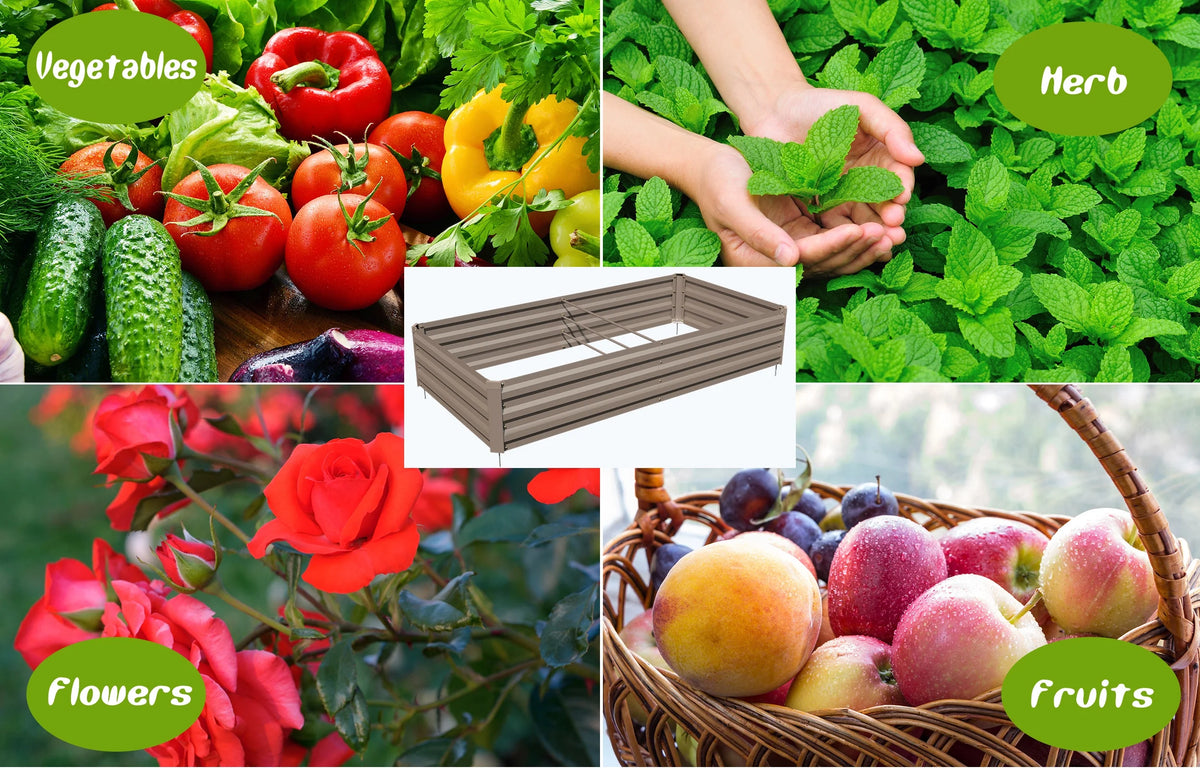 Galvanized Raised Garden Bed 6*3*1 ft Rust-Resistant Metal Planter Box Brown P902
