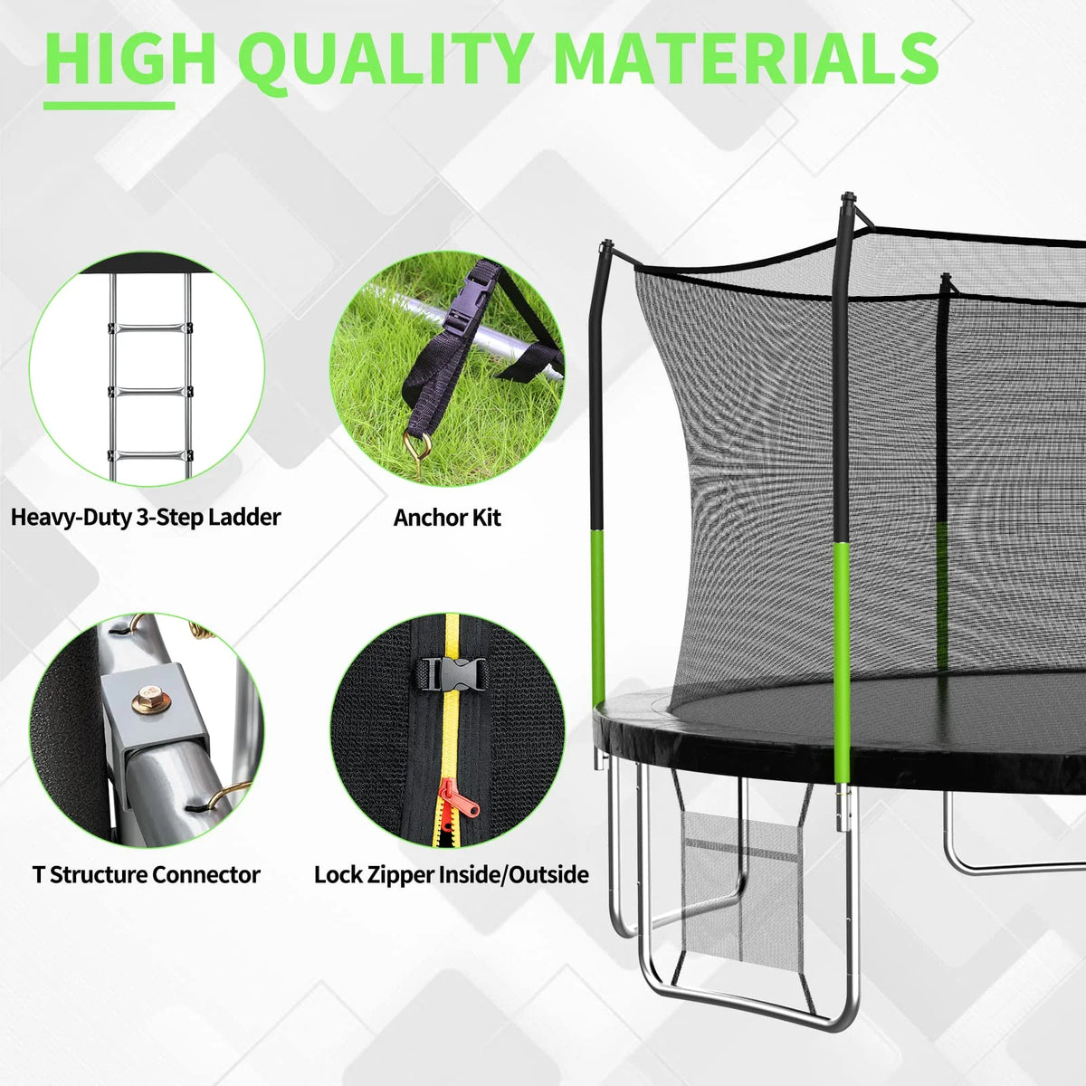14FT Trampoline with Basketball Hoop, Enclosure Net & Ladder U32003