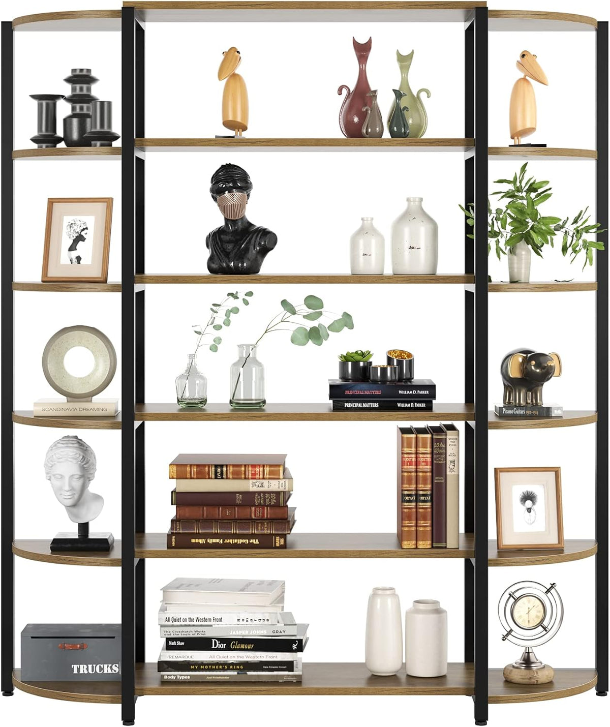 6-Tier Vintage Wooden Bookshelf, Rustic Brown Z5011