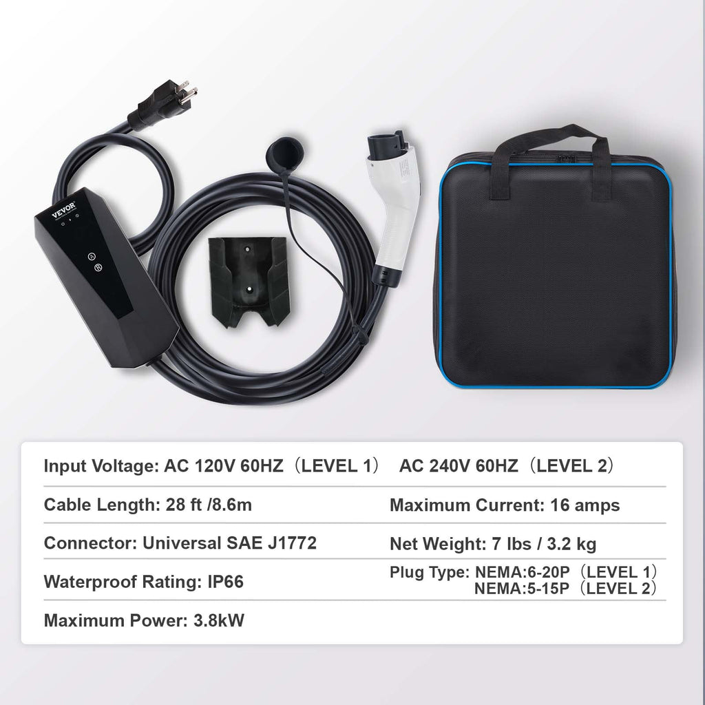 Portable EV Charger 16A 28 ft I39336