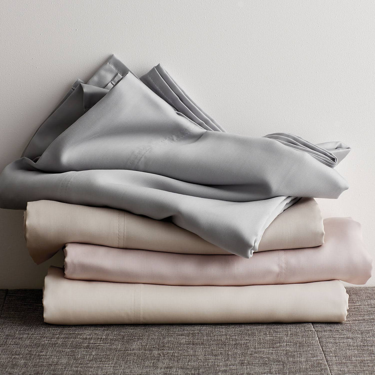 Beige King Tencel Lyocell Sateen Flat Sheet U77699